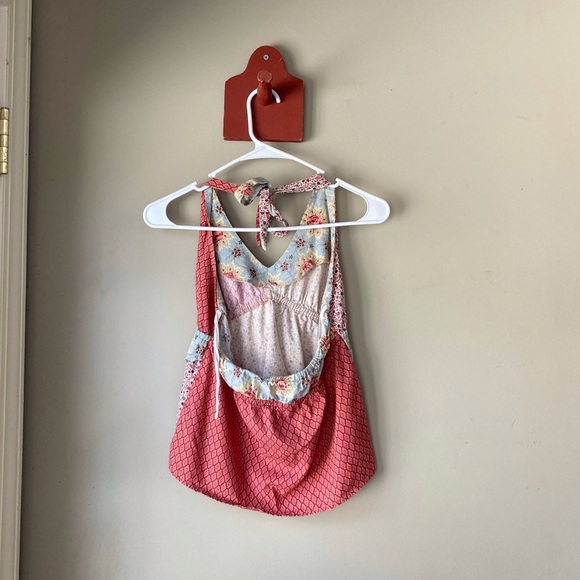 Vintage Syrup Patchwork Floral Cottage Core Halter Top L - Picture 5 of 6